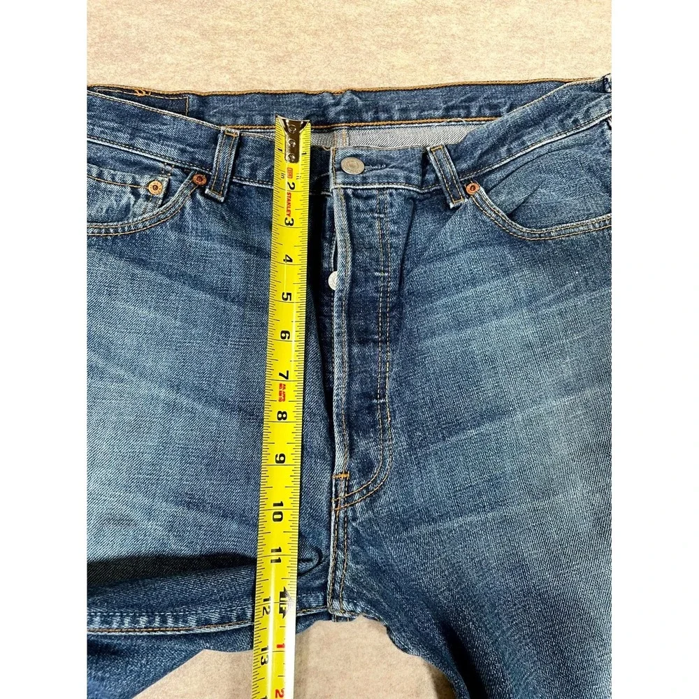 Levis 501 Original Fit Jeans Mens 36x32 Blue Denim Straight Leg Cotton High Rise